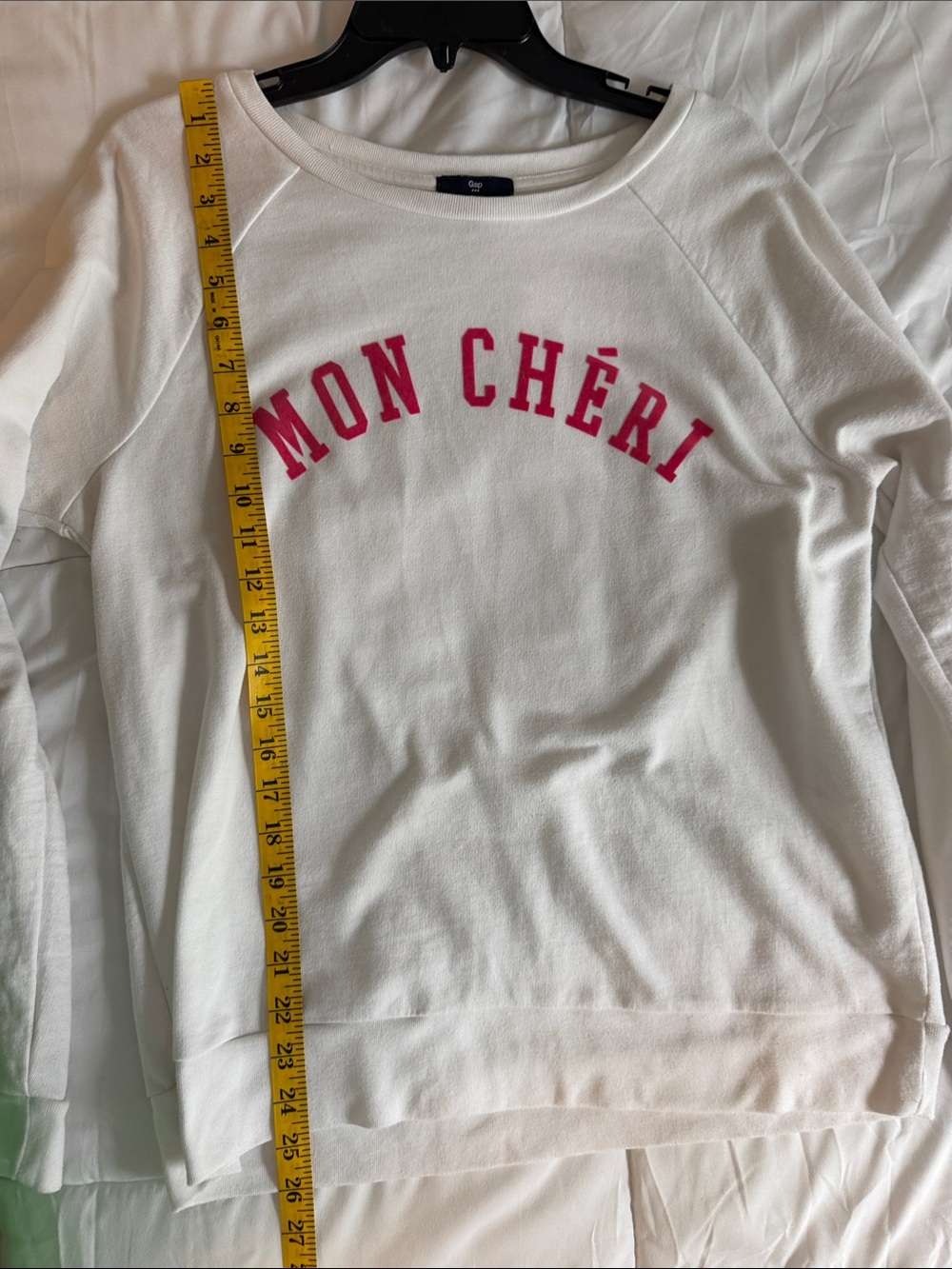 Gap Mon Chéri French Script Sweatshirt - White with Red Lettering - Picture 5 of 5